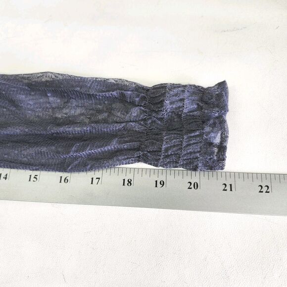 Free People Mini Dress Womens 8 Smocked Lace Chiffon Gray Lined Boho Chic - Picture 16 of 16